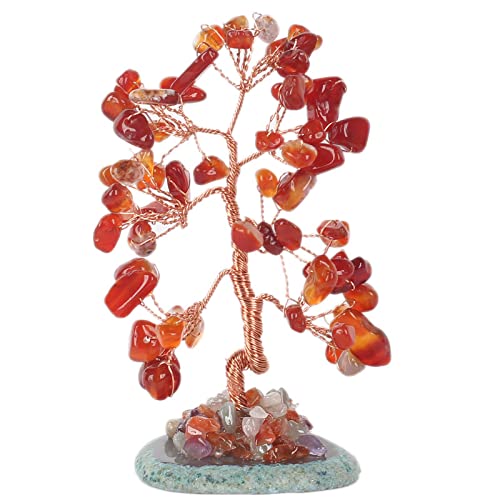 1PC Natural Crystals Red Agate Topaz Tree of Life Rock Mineral Specimen Home Decoration Gifts,Light Yellow