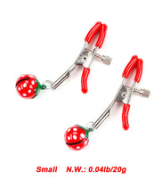 Load image into Gallery viewer, 1 Pair Cute Strawberry Nipple Clamps Decorative Nipple Clamps with Bells Nipple Clips for Women Pleasure Adult Sexual Toys for Couples (Small Bell)
