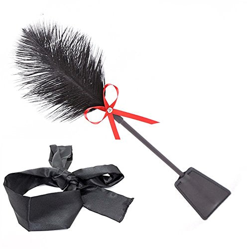 2 Bondage SM Sex Toy Set Blindfold Eye Mask Handcuffs Feather Whip Floggers Feather Tickler Leather Paddle Hand Slapper