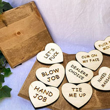 Load image into Gallery viewer, JOLAU Romantic Date Night Activity Tokens - 20Pcs Wooden Funny Sex Tokens Gift for Couples, Valentine Present and Ideas (Color : Heart-Shaped, Size : Pack 1)
