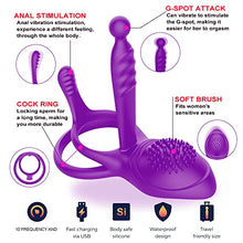 Load image into Gallery viewer, 3 in 1 and 10 Modes Vibrator for Couple, Extension Time Vibrating Cock Ring, Men&#39;s Penis Rings Vibrators, Perineum Vibrator, G spot, Clitorals Stimulator for Women, Adult Sex Toys (Purple)
