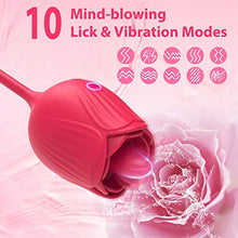 Load image into Gallery viewer, Rose Sex Toy Vibrator for Women 3 in 1 Clitoral Stimulator Tongue Licking Thrusting G Spot Vibrator with 10 Modes, Rose Adult Sex Toys Games,Clitoris Nipple Licker for Women Man Couple (red-flower1)
