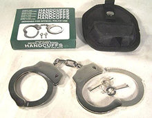 Load image into Gallery viewer, Official Tactical Police Security Silver Nickel Plated Steel Handcuffs Double Lock with 2 Keys and Holding Case
