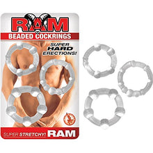 Load image into Gallery viewer, Ram Beaded Cockrings (Clear) with Free Bottle of Adult Toy Cleaner
