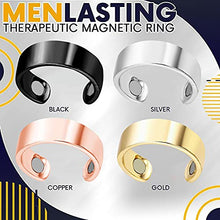 Load image into Gallery viewer, Adjustabl Rings Stainless Therapeutic Magnet MenLasting Ring Magnetic Copper Steel Opening Ring Teacup (Black, One Size)
