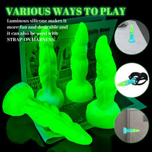 Load image into Gallery viewer, 8.1in Luminous Monster Realistic Dildo with Strong Suction Cup, Leyuto Basilisk Dragon Silicone Anal Dildos Flexible Cock with Curved Shaft Adult Sex Toy for Women &amp; Men G Spot &amp; Anal Play, Green
