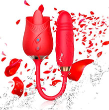 Load image into Gallery viewer, Rose Sex Toy Vibrator for Women 3 in 1 Clitoral Stimulator Tongue Licking Thrusting G Spot Vibrator with 10 Modes, Rose Adult Sex Toys Games,Clitoris Nipple Licker for Women Man Couple (red-flower1)
