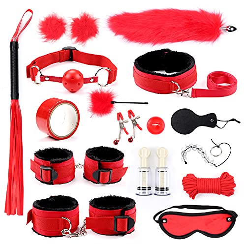 New BSDM Sex Toys for Couples Ribbon red 16-Piece Sex Set Binding Set Equipped with Adult Lock Sex Toys