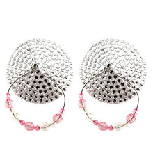 Load image into Gallery viewer, Bijoux de Nip Big Crystals Round Shaped Nipple Covers with Beaded Hoops, Silver, 2.9 Ounce
