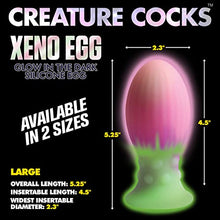 Load image into Gallery viewer, CREATURE COCKS Xeno Egg Glow in The Dark Premium Silicone Egg Adult Sex Toy for Women Men &amp; Couples. Roleplay Egg with Strong Suction Cup and Textured Sides for Stimulation. Large
