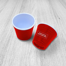 Load image into Gallery viewer, Custom Party Cup Shot Glasses 2 oz. Set of 100, Personalized Bulk Pack - Made with Hard Plastic, Great for Birthdays, Parties, Indoor &amp; Outdoor Events - Red
