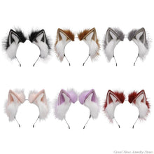 Load image into Gallery viewer, Lolita Animal Cat Ears Headband Hair Plush Ornaments Faux Fox Headwear Halloween Party Hair Hoops Anime Cosplay Fancy Props (3)
