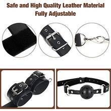 Load image into Gallery viewer, BDSM Anal Hook with Ball Gag, 2 in 1 Leather Sex Bondage Set Anal Trainer with Collar, Handcuffs &amp; Adjustable Strap, Restraints Kit Role Play Butt Plug Fetish Slave SM Adult Sex Toys Unisex
