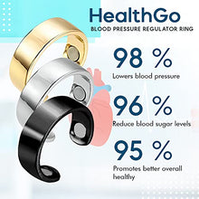 Load image into Gallery viewer, Healthgo Blood Pressure Regulator Ring, Blood Sugar Control Ring, Boost Glucose Control, Lymphatic Drainage Therapeutic Magnetic Rings for Women Men (2pcs-Gold)
