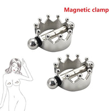 Load image into Gallery viewer, 2/4PCs Magnetic Crown Nipple Clamps, Nipple Rings Non Piercing for Daily Wearing Nipple Jewelry Surgical Steel Nipple Clips Sexual Pleasure (Silver)
