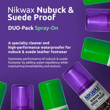 Load image into Gallery viewer, Nikwax Nubuck &amp; Suede Footwear Clean/Waterproof DUO-Pack, Spray-On, 8.4 fl. Ounce
