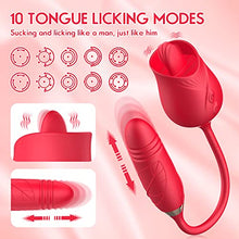 Load image into Gallery viewer, Rose Toy Vibrator for Woman, Rose Toy with 10 Thrusting &amp; Vibration Modes, Rose Sex Stimulator for Women with Thrusting Dildo, Sex Toys with Clitoral Tongue, Sexual Tools for Women(red)
