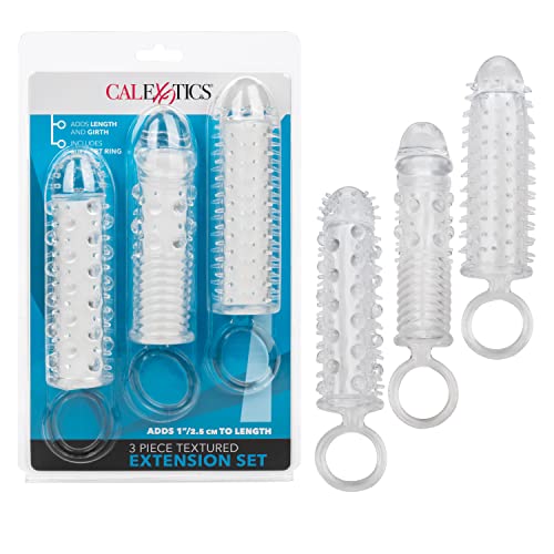 CalExotics Textured Penis Sleeve Cockentender for Men Stretcher Cock Extender 3 Piece Set - SE-1625-60-2