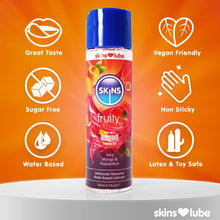 Load image into Gallery viewer, SKINS Mango &amp; Passionfruit Flavoured Lube with ReAquav8 Technology  Water based lube with Mango &amp; Passionfruit flavour - 4Oz
