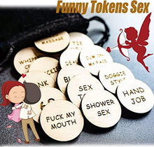 Load image into Gallery viewer, AAOCLO 20Pcs Funny Tokens Sex,Date Night Activity Tokens Funny Wooden Couples Date Night Activity Token Romantic Funny Sex Token Gift Valentines Ideas Gifts for Couples (Heart,Pack-2)
