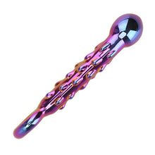 Load image into Gallery viewer, NOPNOG Crystal Glass Dildo, Colorful Anal Dildo, with Pull Ring, 6.89 Inch Long
