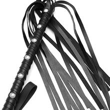 Load image into Gallery viewer, 2 PCS 28-inch and 11.8-inch Black Riding Whip, fine Soft Whip, Faux Leather Whip, Equestrian Whip, Lovers Whip
