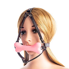 Load image into Gallery viewer, THAT NIGHT Silicone Dog Bone Mouth Plug, PU Leather Head Harness Bondage Adjustable Mouth Ball For Role Play Adult Game
