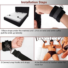 Load image into Gallery viewer, Sex BDSM Bondage Kit for Couples Sex Bed Straps Restraints Set with Fetish Comfy Ankle &amp; Wrist Cuffs Blindfold Tickler for Adults Sm Sex Play Games (Bed Restraints Set)
