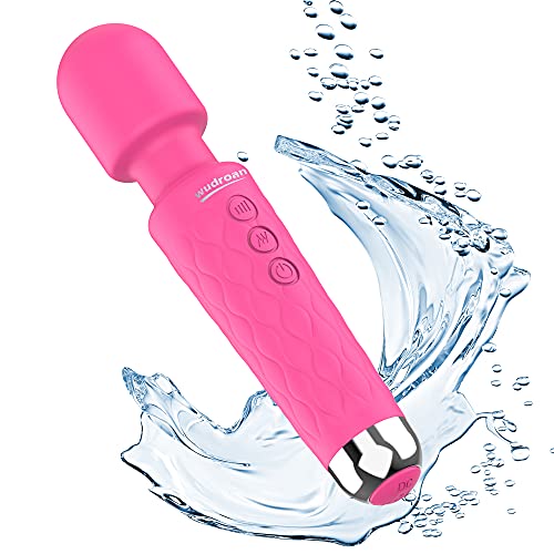 wudroan Rechargeable Personal Massager with 20 Vibration Modes 8 Speeds -Quiet-Waterproof- Handheld Cordless -Relieving Muscle Pain -Full Body Massager- Suitable for Both Men and Women (Rose)
