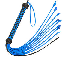 Load image into Gallery viewer, Cowhide Leather Heavy Duty Flogger CAT-O-Nine Soft Tassels Flogger Blue &amp; Black
