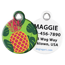 Load image into Gallery viewer, Dog Tag Art Pina Colada Personalized Pet ID Tag for Dogs and Cats, Silent Polymer Coated Pineapple Nametag with Customized Identification Informaion, Large 1.25&quot; Diameter
