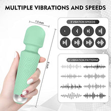 Load image into Gallery viewer, Personal Body Vibrator, Sexy Toy for Women with 20 Vibration Patterns, G-spot, Anal, Whisper Quiet, Waterproof, Handheld, Cordless Neck Shoulder Back Massage Stick,Green
