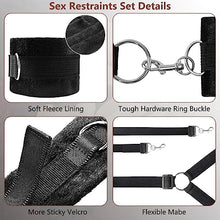 Load image into Gallery viewer, Sex BDSM Bondage Kit for Couples Sex Bed Straps Restraints Set with Fetish Comfy Ankle &amp; Wrist Cuffs Blindfold Tickler for Adults Sm Sex Play Games (Bed Restraints Set)
