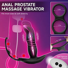 Load image into Gallery viewer, Prostate Massager, Anal Vibrator, Remote Control Thrusting Vibrator 7 Thrusting &amp; Vibrating Modes with Cock Penis Ring Sex Toys Rechargeable Butt Plug G Spot Vibrator for Men Couples, Black
