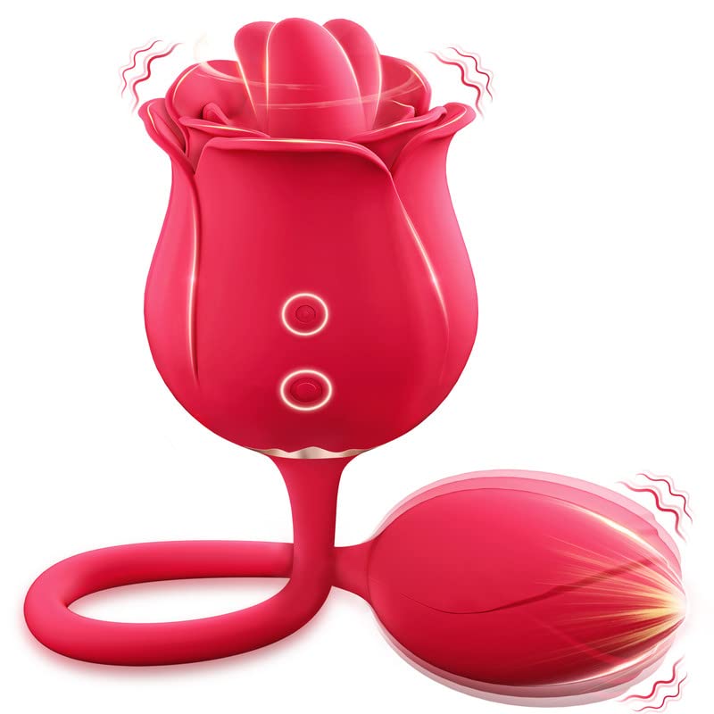 Rose Sex Toys Vibrator Dildo - Adult Toys with 9 Tongue Licking & 9 Thrusting Vibrators, Women Sex Toy Dildos Rose Clitorial Stimulator G Spot Nipple Anal, Female Adult Sex Toys & Games