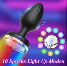 Load image into Gallery viewer, Butt Plug Vibrator- Light Up Butt Plug 10x LED Anal Plug Prostate Massager. 10x Butt Plug Vibrator Couples Sex Toys for Men. Vibrating Butt Plug Wireless Remote Sex Toys Machine Device Anal Vibrator.
