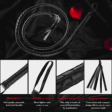 Load image into Gallery viewer, GOOFFY 2 Piece Leather Black Whip 1.8m/71inch Halloween Costume Whip Role-Playing Game Whip
