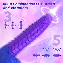 Load image into Gallery viewer, Heated Colour-Changing Thrusting Vibrator Dildo - 8.9&quot; Strong Suction Cup Dildo, MEANINS Baron, Caterpillar Shape Wriggling &amp; Vibrating Dildos with Spot G Vibration, Women Sex Toys Purple
