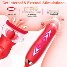 Load image into Gallery viewer, Rose Sex Toy for Womens Sex - 3in1 Vibrator with Sucking Cups Stimulator for Women, 3 Tongue Licking &amp; 10 Thrusting Vibrator Dildo Adult Sex Toys for Couples G Spot Vibrators Clitoral Nipple Pleasure
