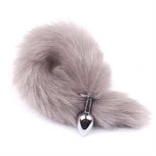 Load image into Gallery viewer, YIXISM Adult Long Imitation Fox Hair Metal Anal Plug Cosplay Couple Flirting Sex Toy Faux Fox Tail Design Cosplay Supply Sex Toys (Color : Grey)
