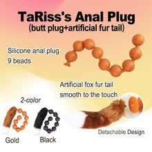 Load image into Gallery viewer, TaRiss&#39;s Anal Beads with Fox Tail Butt Plug for Women G-spot Stimulator Anal Plug Cosplay Toy for Men Prostate Massager Adult Sex Toys Black L
