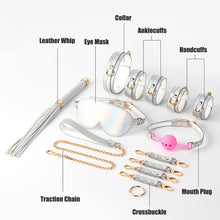 Load image into Gallery viewer, TAHTOY Adult Sex Toys 8Pcs Set, Selected Bondage Kit for Couples Sex, Bed Flirting, Conditioning Supplies, Female Slave Bondage, Hand and Foot Cuffs, Collars (Color : Silver)
