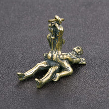 Load image into Gallery viewer, Brass Intimate Couple Statue, Men Women Sex Figurine Decorations, Sex Pose Personality Keychain Pendant (C)
