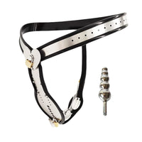 LESOYA Male Adjustable Stainless Steel Chastity Belt Device Chastity Cage Penis Lock Pants BDSM Bondage Briefs with Metal Plug