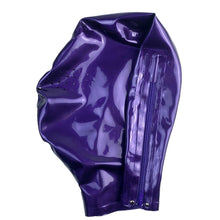 Load image into Gallery viewer, Yuanweicloths Halloween Purple Latex Hood Rubber Mask with Honeycomb Open Eyes for Catsuit Cosplay Party Fetish (S)
