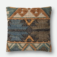 Loloi P0555 Jute, Wool, Cotton Pillow Cover-Polyester Fill, Multi