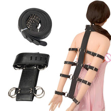 Load image into Gallery viewer, Leather Arm Restraints Anti Back Bondage Handcuffs BDSM Slave Armbinder Harness Strap Binding Fetish Accessories Sexual (One Size, Black)
