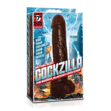 Load image into Gallery viewer, Sexy, Kinky Gift Set Bundle of Cockzilla Nearly 17 Inch Realistic Black Colossal Cock and Icon Brands Toppers - Natural, Extender Sleeve
