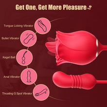 Load image into Gallery viewer, Thrusting Vibrating Dildo Vibrator &amp; Rose Toy, Rose Sex Stimulator for Women
