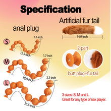 Load image into Gallery viewer, TaRiss&#39;s Anal Beads with Fox Tail Butt Plug for Women G-spot Stimulator Anal Plug Cosplay Toy for Men Prostate Massager Adult Sex Toys Black L
